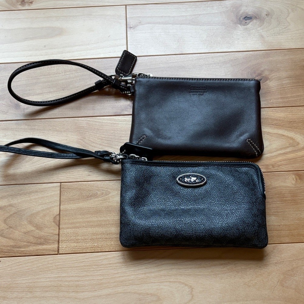 Coach Dual Wristlet Set in Black and Brown